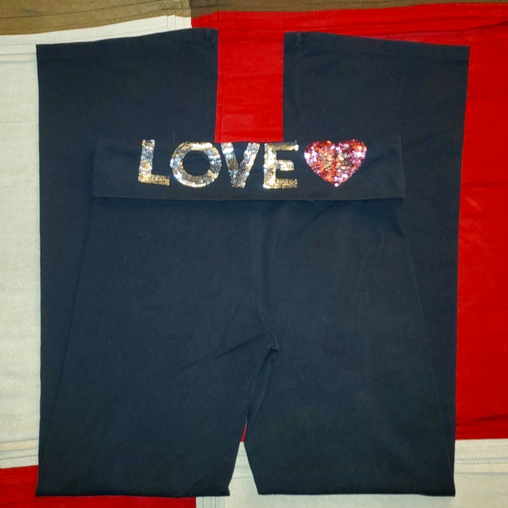 Victoria's Secret foldover waist sequin yoga pants
